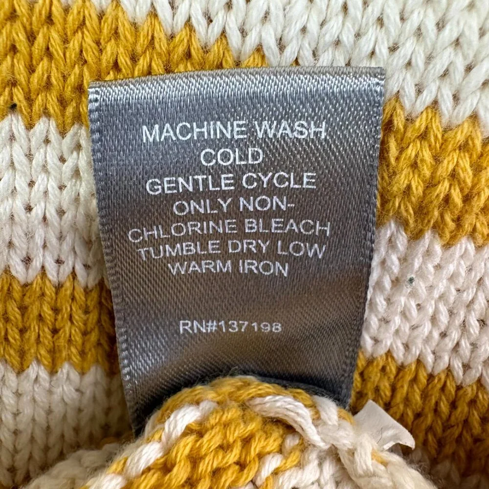 Marled Yellow Ochre White Stripe Cotton Sweater - Picture 5 of 6